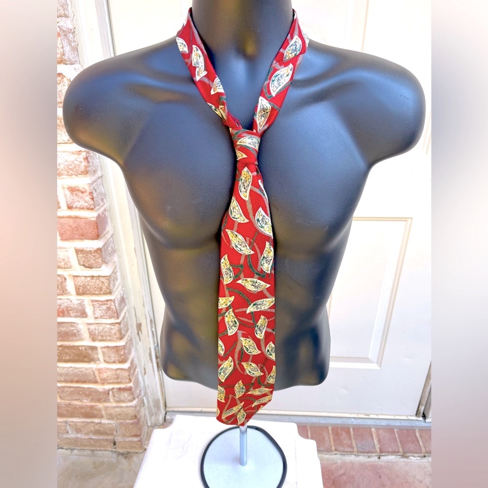 Mario Valentino, Silk Tie, Rust, Blue, Cream & Gray